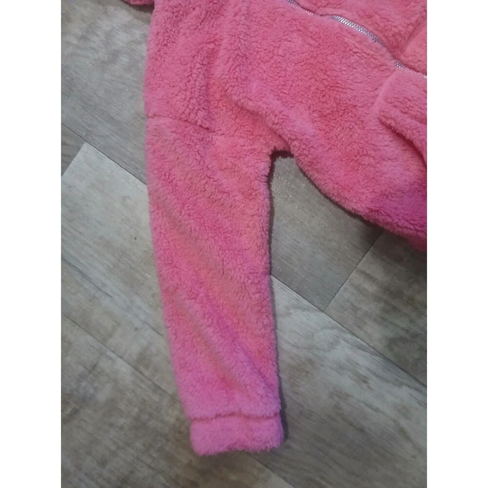 Tommy Hilfiger Girls Pink Sherpa Jacket Hot Pink Full Zip Size Large 12/14